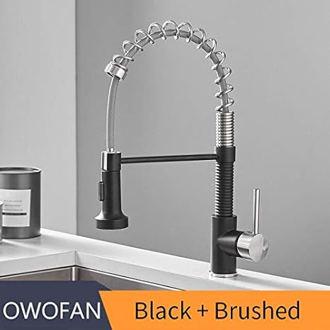 JYHW OWOFAN Grifo de fregadero de cocina de latón, níquel cepillado