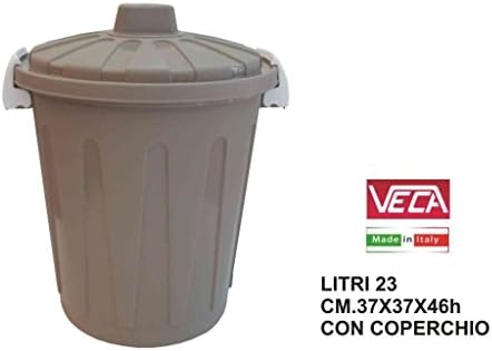 Blim Round Garbage Bin with Lid, 37 x 46 cm, 23 L, Turtle Dove, 30 x 37 x 46 cm