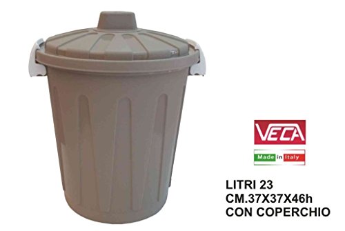 Blim Round Garbage Bin with Lid, 37 x 46 cm, 23 L, Turtle Dove, 30 x 37 x 46 cm