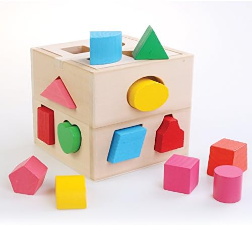 Kiddy Shape Sorter | 10 Holes Non-toxic Wooden Cube Geometric Block Baby Toddler Preschool Educational Toys Number Color Recognition Match and Stack Puzzle | Premium Basswood | 1263.3
