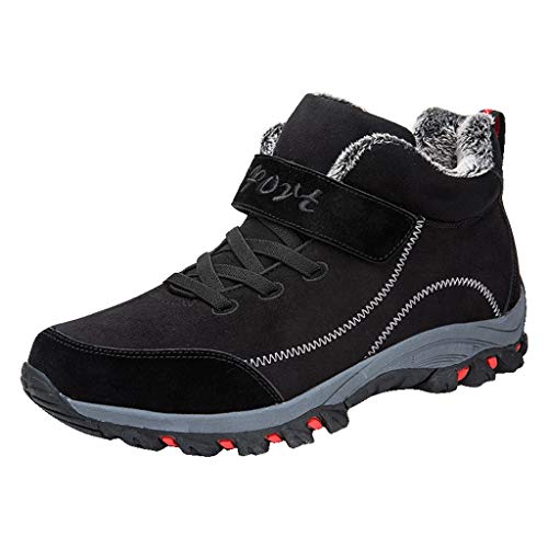 Dermanony Womens Fur Lined Winter Snow Sneakers Casual Sports Shoes Winter Warm Within Velvet Hiking Shoes