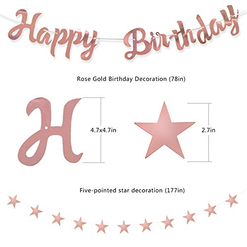 Treedeng 62 Pcs Balloon Rose Gold Birthday Decoration Package Balloon Deluxe Set Confetti Balloon Birthday Party Decoration