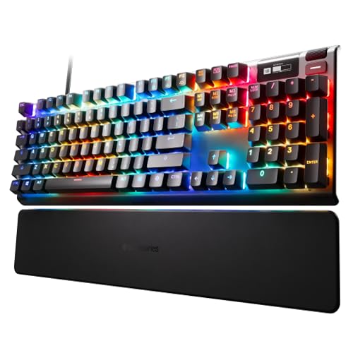 SteelSeries Apex Pro HyperMagnetic Gaming Keyboard — Worlds Fastest Keyboard — Adjustable Actuation — OLED Screen — RGB – USB Passthrough​ - German QWERTZ Layout - Standard