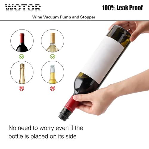 WOTOR Wine Saver Vacuum Pump with 4 Stoppers, Wine Preserver, Black photo 10