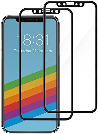 iPhone X Screen Protector, YIQIC (2-Pack) 3D Full Coverage Tempered Glass with Carbon Fiber PET Soft Frame, Anti-Scratch Shatter-Proof Ultra Clear for Apple iPhone X/10 2017 [Case Friendly]