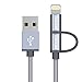 Zendure 2 in 1 Nylon Braided USB Charge/Sync Cable with Micro and Lightning Connector for iPhone 7/7 Plus/6s/6s Plus/6/6 Plus, iPad,Tablet, Android Smartphone(12 inches/30 cm,Grey)