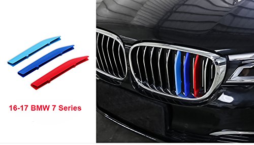 for 16-17 BMW 7 Series G11 G12 (9Grilles one Side) 3D M Styling 3 Colors Front Grille Trim Motorsport Stripes Grill Cover Performance Stickers 3Pcs