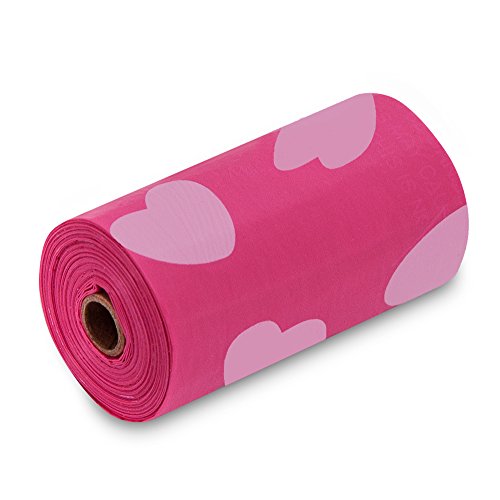 Best Pet Supplies Dog Poop Bags, Rip-Resistant and Doggie Waste Bag Refills with d2w Controlled-Life Plastic Technology - Pack of 240, Pink Heart (Scented)