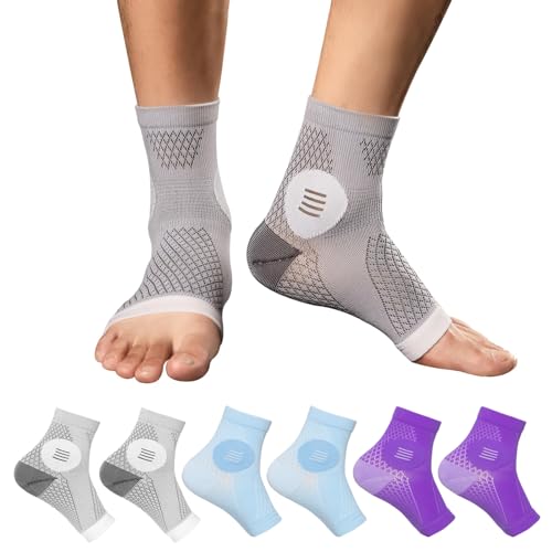 3Pairs Plantar Fasciitis Socks - Neuropathy Socks - Ankle Compression Sleeve - Toeless Compression Socks with Foot/Arch Support for Heel Spurs, Foot Swelling & Fatigue, Pain Relief