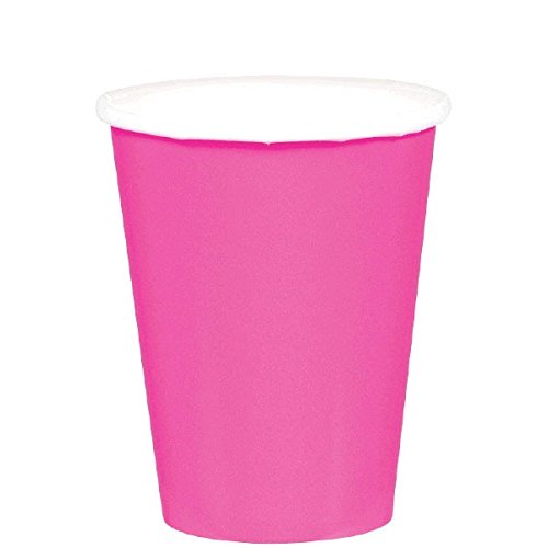 Bright Pink Paper Cups Birthday Party Hot and Cold Beverage Drink Disposable Tableware and Drinkware, 20 Pieces, 9 oz by Amscan