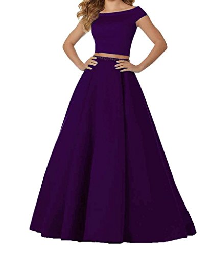 dark purple two piece prom dress