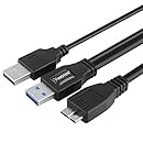 eForCity dual A to Micro-B USB 3.0 Y Cable, Black