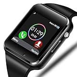 Aeifond Smart Watch Bluetooth Smartwatch Touchscreen Smart Wrist Watch Fitness Tracker with Camera Pedometer SIM SD Card Slot Compatible iPhone iOS Samsung Android for Men Women Kids (Black)