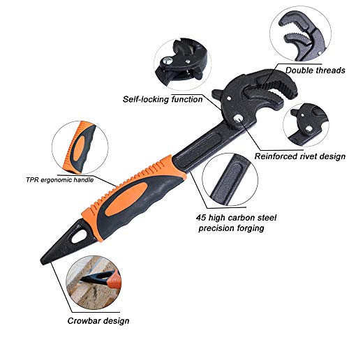 Boeray Adjustable Wrench Quick Multi-function Self-Adjusting Spanner Power Grip Pipe Wrench 1.2"-2.4"/30mm-60mm - Thumbnail 3