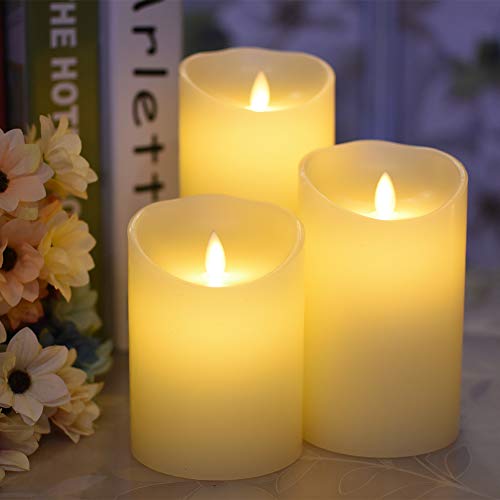 ACROSS Flickering Flameless Candles Battery Operated Candles, Set of 3