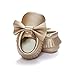 Norbi Baby Infant Toddler Bow Tassels Soft Sole Leather Shoes , 0-6 Months, #G- Gold