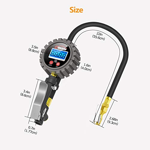 Oasser Digital Tire Pressure Gauge with Tire Inflator Deflator Air Compressor Accessories with Dual Head Air Chuck 1/4" NPT Backlit LCD 255PSI P5