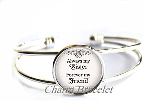 Charm Bracelet, Fashion Bracelet, Dainty Bracelet, Simple Bracelet, Always my Sister, Forever my Friend Bracelet, sister Bracelet, sisters jewelry, sister gift, family gift, sisters always Bracelet-ZE
