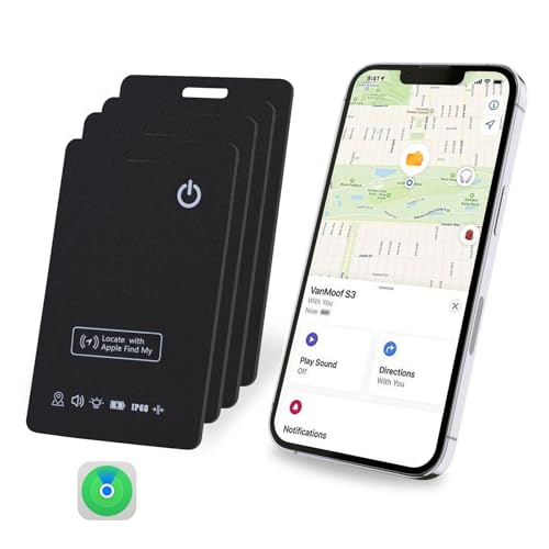 [Apple MFi Certified] LBPRT Airtag Card Rechargeable Wallet Tracker Thin 1.6mm 4 Pack, Smart Air Tag Work with Apple Find My (iOS Only, Android not Supported), Item Finder Locator for Luggage Suitcase