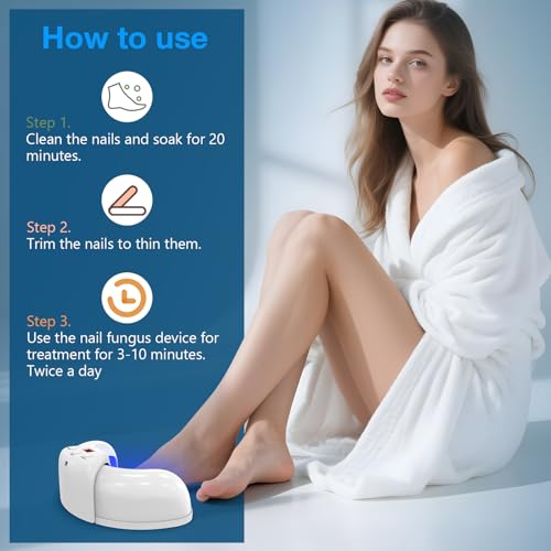 Suuprone Nail Fungus Laser Device, Anti-Fungal Nail Treatment for Toenails/Fingernails Extra Strong, Enhanced Antifungal Laser with 905nm Infrared Light + 470nm Blue Light-White
