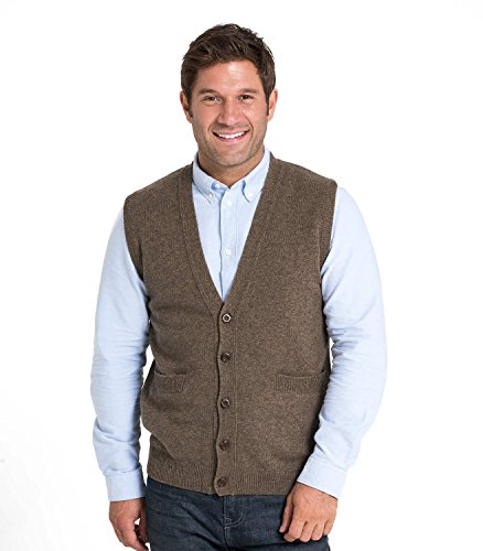 WoolOvers Mens Lambswool Knitted Vest Wooded, L
