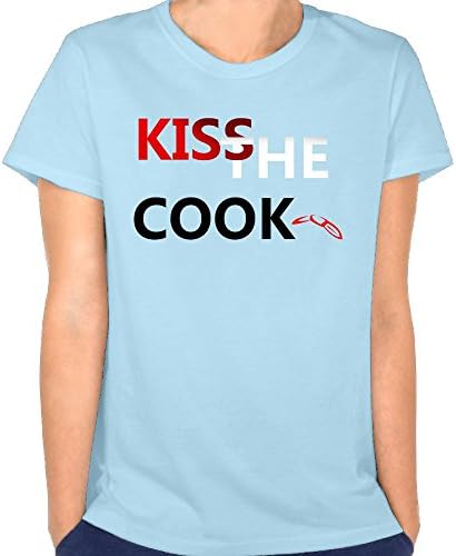 LINpeiqiong Kiss The Cook Round Neck T Shirts for Women Cotton Flannel Designer Women's T-Shirt Tops