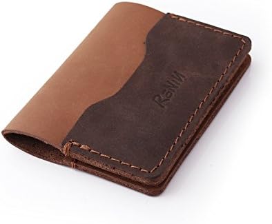 RONIN Slim Wallet Wallets Credit Business Card Holder Rustic Brown Vintage Genuine Leather Minimalist Accessories Business Card Holder for Men Women