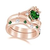 AFFY Heart Cut Simulated Emerald & White Cubic
