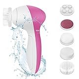 Facial Brush, Facial Cleansing Brush, FlatLED 5 in 1 Multi-Function Portable Facial Brush, Waterproof Face Brush Skin Care Electric Massager