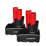 Weide 12V 4.0Ah Replacement Milwaukee M12 XC Red Lithium Battery for 48-11-2440 48-11-2402 48-11-2411 48-11-2401 Cordless Tool ( 2 pack )
