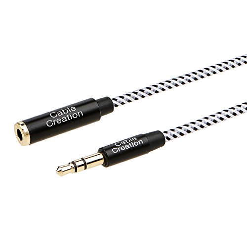 CableCreation [2-Pack] 6 Feet 3.5mm Male to Female Extension Stereo Audio Extension Cable Adapter, Slim Soft Aux Cable Gold Plated Connector, Black White