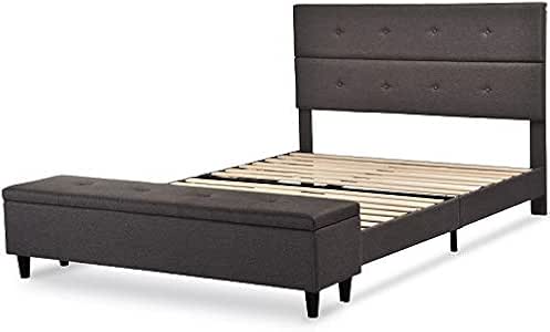 Amazon.com: Allewie Queen Bed Frame with Storage Ottoman Bench and