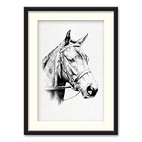 Black Paper Framed for Living Room Bedroom Horse Theme for