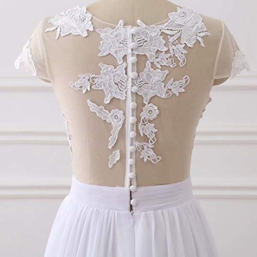 Chady Chiffon beach wedding dress 2016 lace back long tail wedding gowns bride dresses for weddings(White 14)
