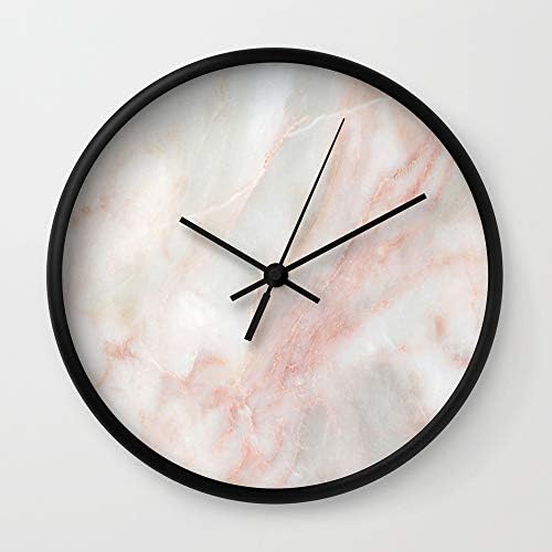 Llynice Softest blush pink marble 10 Inch Wall Clock Black