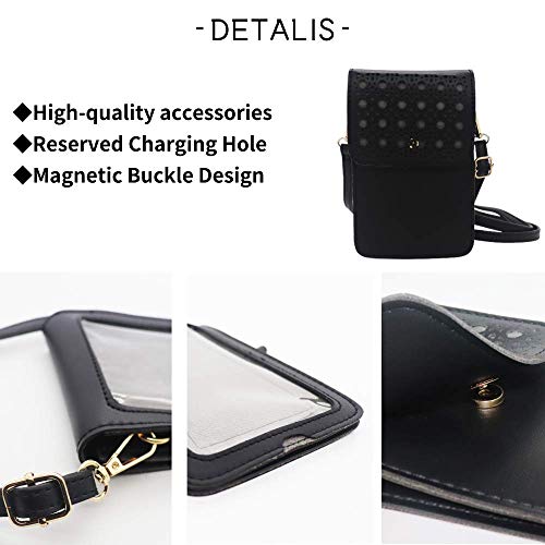 OSTKAKA Small Crossbody Phone Bag，Mobile Phone Bags for Women，Wristlet Wallet with Cell Phone Holder (B-Black)