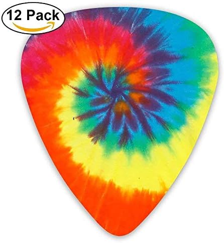 Rainbow Spiral Tie Dye Guitar Picks 12/Pack Set Paddles Plectrums For Guitarist Players
