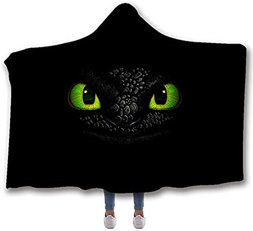 How to Train Your Dragon Theme Hooded Blanket Flannel 3D Print Cloak Wearable Hooded Blanket for Adult and Kids (50 x 60 Inch)