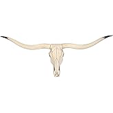 suruim Longhorn Wall Decor Long Horns Wall Decor Resin Long Horn Skull Head Sculpture, Cow Skull Accent for Western Gothic Style, Ranch Farmhouse Living Room Bedroom (A)