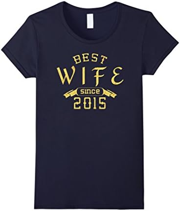 Womens Best Wife Since 2015 - 2 Years Anniversary Gift Shirt Small Navy
