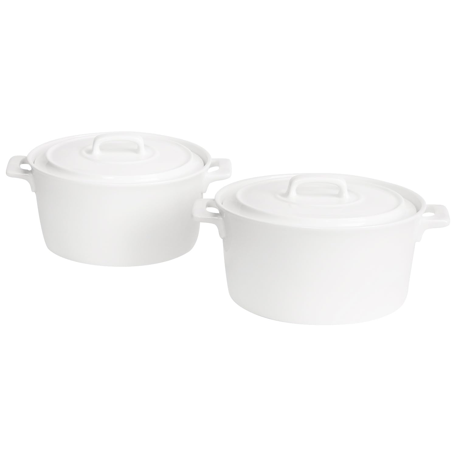jinsongdafa Mini Casserole Dish Set of 2, Cocotte with Lids, Round 680 ML French Ceramic Serving Soup Tureen, Chip and Crack Resistant Baking Dish - Microwave, Dishwasher, Oven and Fridge Safe — image 1