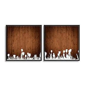 2 Piece Framed Canvas Wall Art for Living Room, Bedroom Wood Flower Theme Canvas Prints for Home Decoration Ready to Hang - 16"x16"x2 Panels