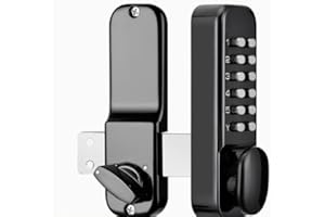 Qivine Mechanical Keyless Door Lock, Push Button Door Lock Keypad 1-11 Digitals Outdoor Gate Locks with Keypad Anti Theft Codes Lock for Bidirectional Gate (Black)