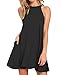 Sarin Mathews Women's Halter Neck Sleeveless Casual Swing T-Shirt Loose Dress Black S