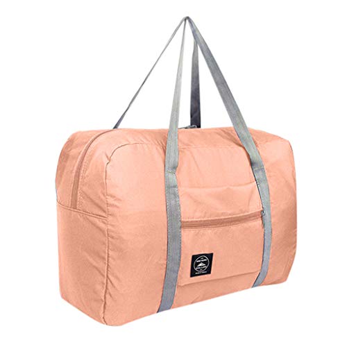Wandf Foldable Travel Duffel Bag Luggage Sports Gym Water Resistant Nylon Travel Foldable Duffel Bag for Women Men (Pink)