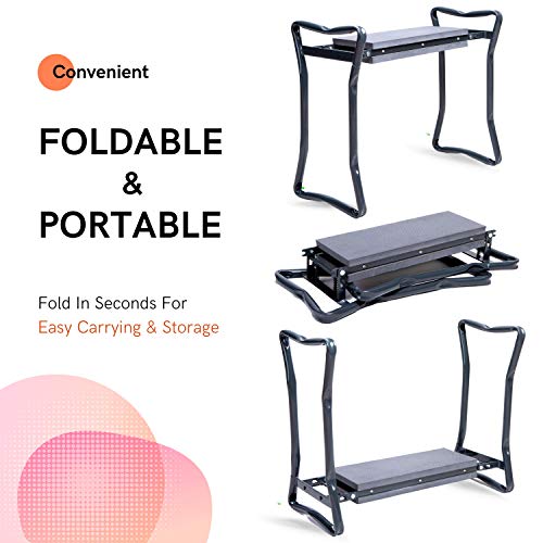 LYKO\'s Portable Garden Kneeler and Seat+2 Tool Bag-Gardening Bench W/ Free Garden Accessories Outdoor Tools Kit-Comfy Eva Foam Padded Garden Stool Kneeling Chair