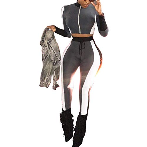 Womens Outfits Long Sleeve Pants Set Bodycon Jumpsuit Sportswear Tracksuits