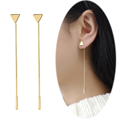 Bar dangle threader drop earrings tassel triangle ear studs women…