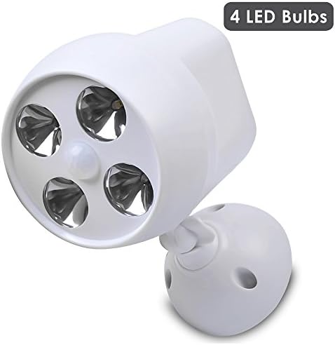 Oneflower Motion Sensor Light, IR Motion Sensor LED Spotlight,Super Bright Night Light,Security Outdoor Light with 600 Lumens &amp; 4 LED Bulbs,Weatherproof Safe,Upgrade Version (White)