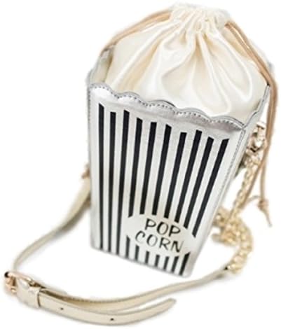THJ-C Retro Crossbody Bag [Silver] Lovely Popcorn Box Chain Shoulder Strap Gift